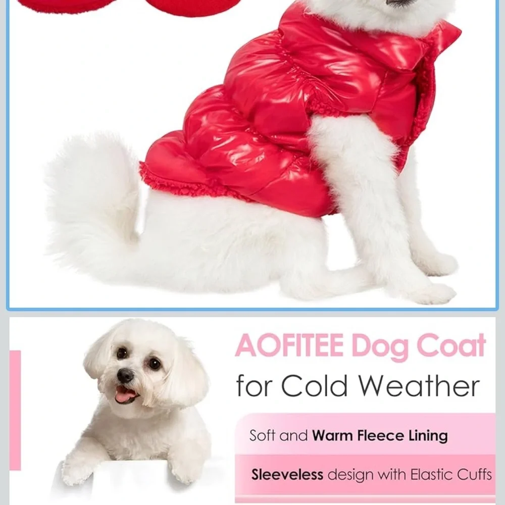 New Red Puffer Dog Jacket Coat Size M | Warm Winter Pet Vest
